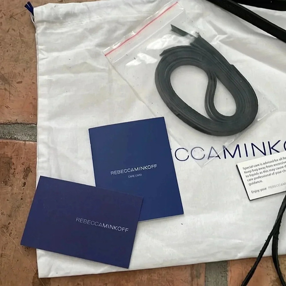 NEW ✨ Rebecca Minkoff Black Leather Bag w Silver Hardware and Studs Adj Strap - Picture 3 of 12